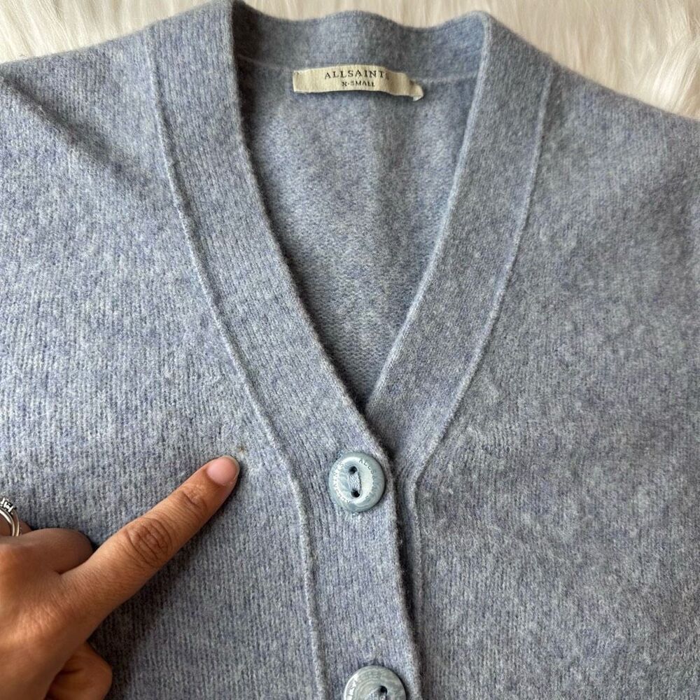 ALLSAINTS Rufa Wool Blend Cardigan In Blue Smoke Size XS - Picture 8 of 13